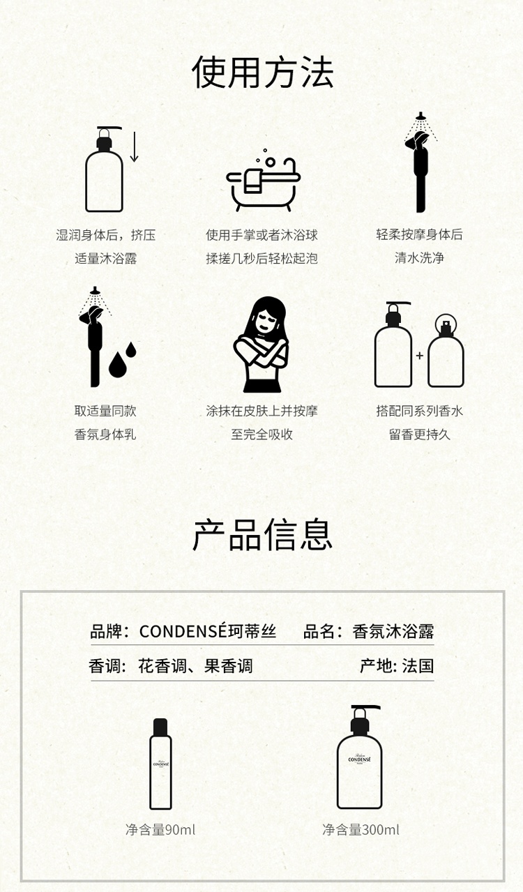 商品CONDENSE|珂蒂丝 香氛沐浴露 净澈清爽 90-300ml,价格¥160,第13张图片详细描述
