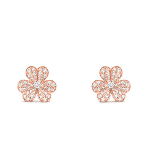 商品Van Cleef & Arpels| Van Cleef & Arpels/梵克雅宝 Frivole系列 小号款18K金玫瑰金镶嵌88颗钻石三叶草耳钉VCARP7RM00,价格¥142417,第4张图片详细描述