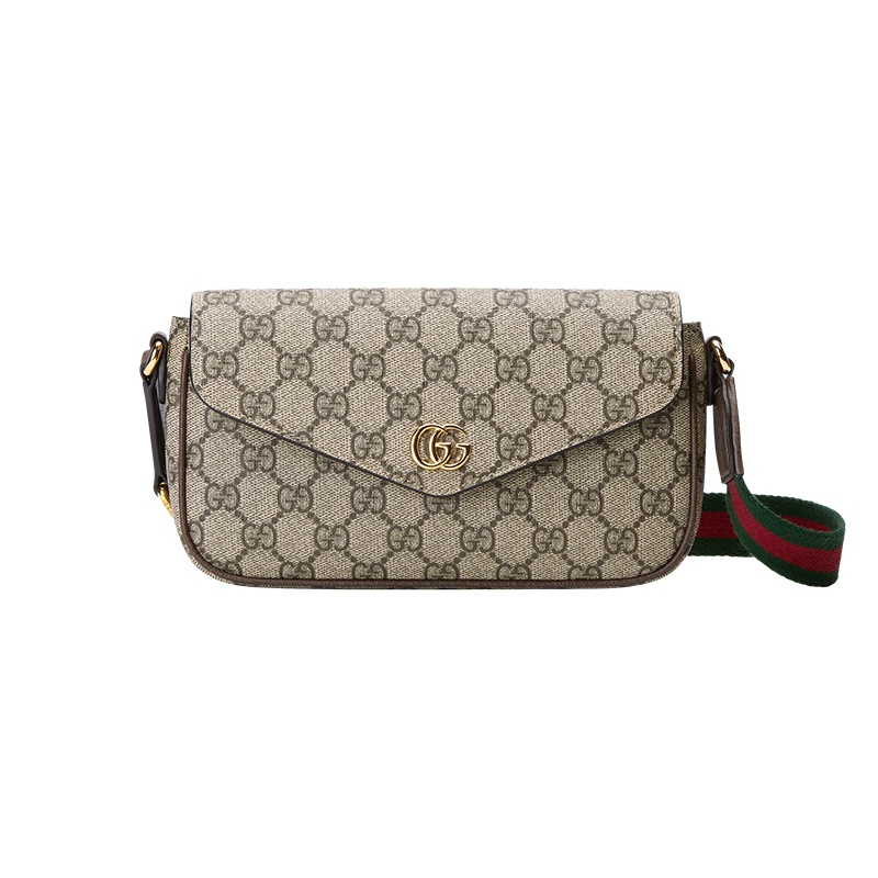 商品Gucci|古驰 23新款 OPHIDIA女士迷你米色/乌木色GG帆布配皮按扣开合斜挎包 76496196IWG8745（两色可选）,价格¥7465,第2张图片详细描述