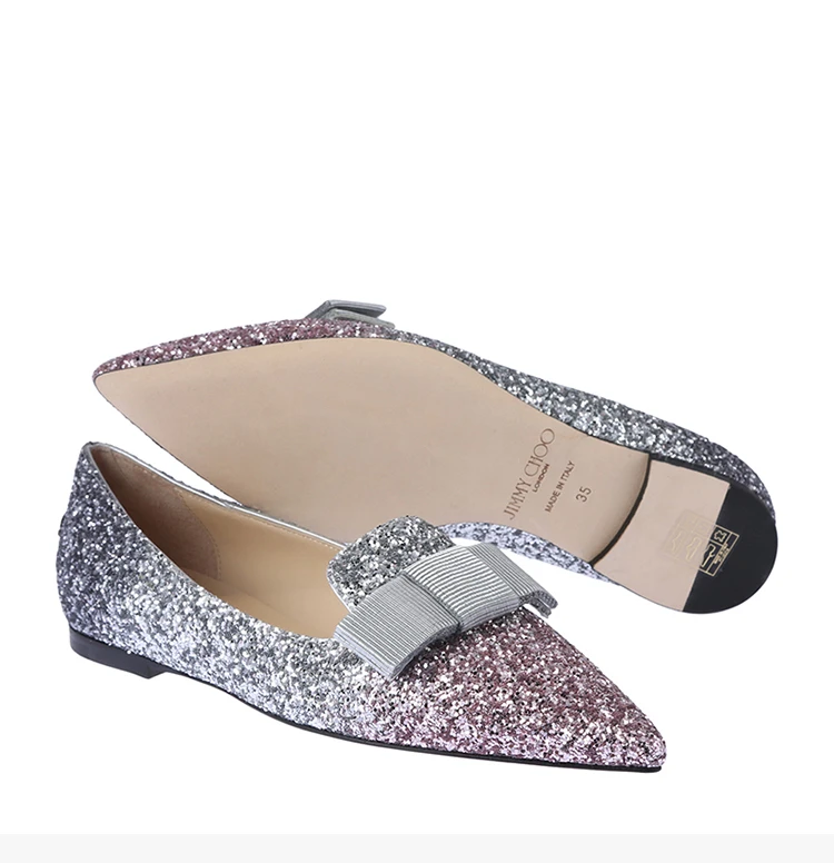 商品Jimmy Choo|JIMMY CHOO 银色女士平底船鞋 GALA-VNB-BALLETPINK-SILVER-ANTHRACITE,价格¥2488,第11张图片详细描述