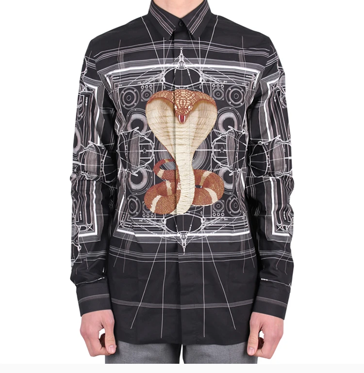 商品[国内直发] Givenchy|Givenchy 纪梵希 眼镜蛇黑色男士长袖衬衫 16W6451882-001,价格¥3881,第5张图片详细描述