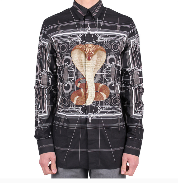 商品[国内直发] Givenchy|Givenchy 纪梵希 眼镜蛇黑色男士长袖衬衫 16W6451882-001,价格¥3567,第5张图片详细描述