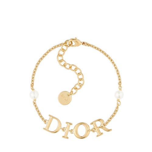 商品Dior|【包税】DIOR/迪奥 DIO(R)EVOLUTION系列 女士金色饰面金属和白色树脂珠饰大徽标手链B1583DVORS_D301,价格¥3100,第2张图片详细描述