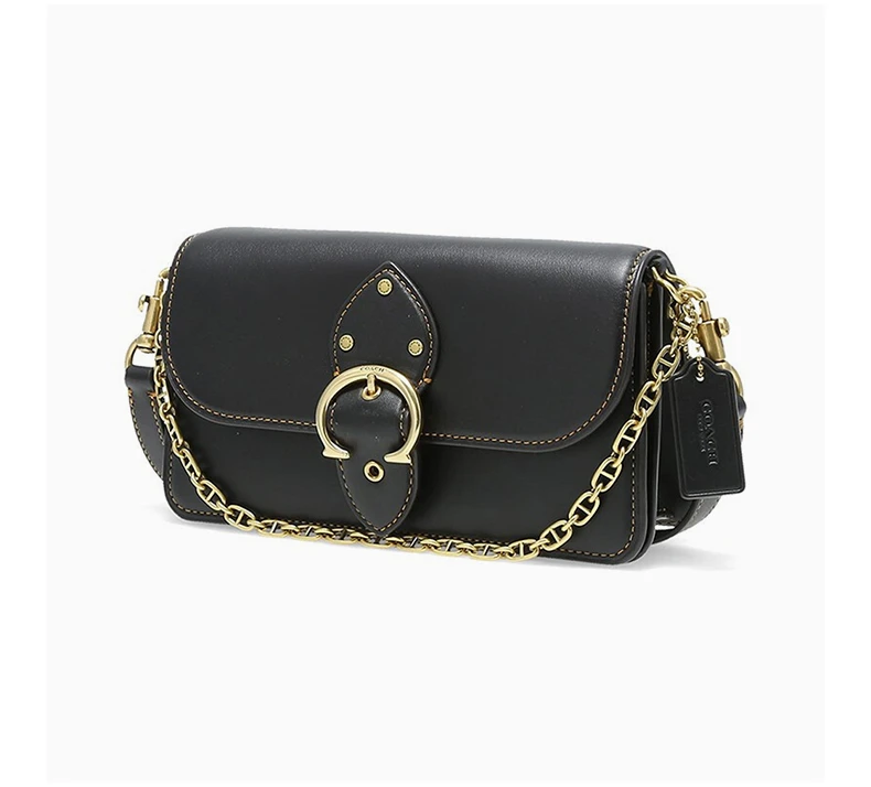 商品Coach|Coach(专柜) 女士黑色皮革金属搭扣链条单肩包 4763B4BK,价格¥1815,第5张图片详细描述
