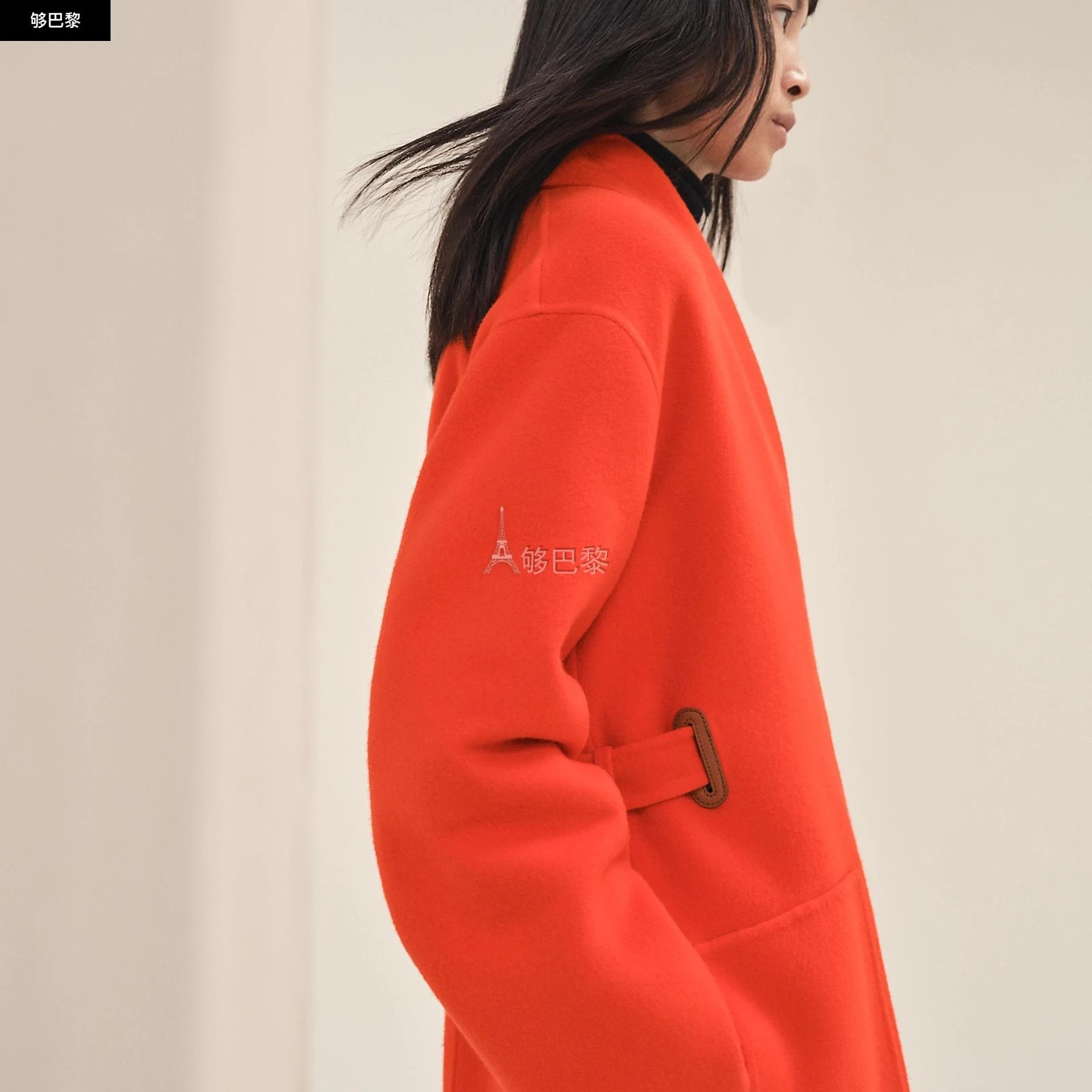 商品Hermes|包邮包税【预售7天发货】 HERMES爱马仕 23秋冬 女士 风衣 Manteau Inspiration Cache-cœur H3H0125DA2Q34,价格¥51636,第6张图片详细描述