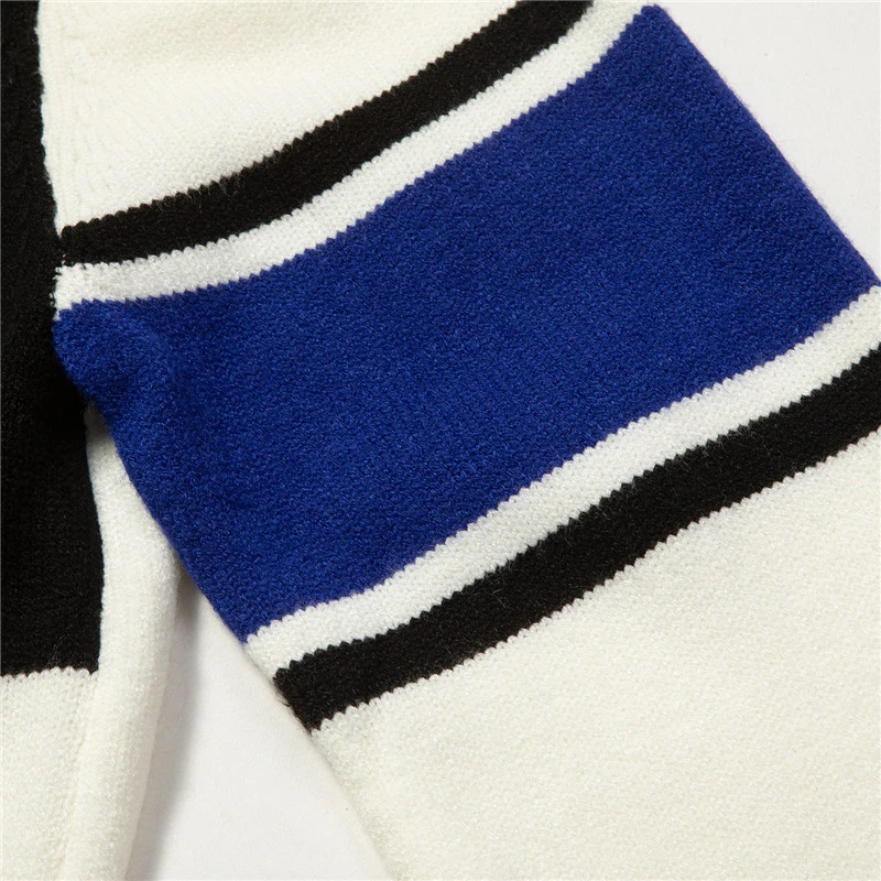 商品Maje|MAJE 女士拼色棉质针织毛衣 R130142P-WHITE,价格¥440,第5张图片详细描述