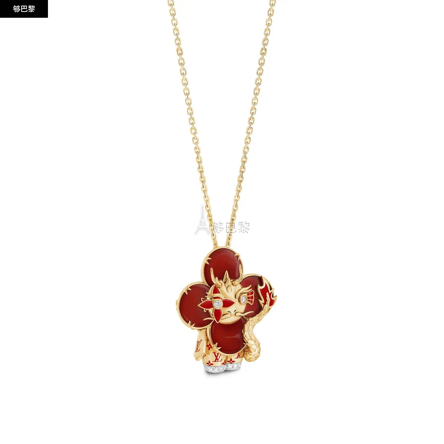 商品Louis Vuitton|【预售】 LV路易威登 24秋冬 女士 吊坠 VIVIENNE DRAGON 18K 金漆光钻石彩色宝石项链 Q93976,价格¥358904,第6张图片详细描述