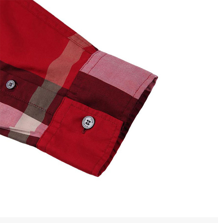 商品Burberry|Burberry 博柏利 男士红色格纹长袖衬衫 4554721,价格¥1382,第8张图片详细描述