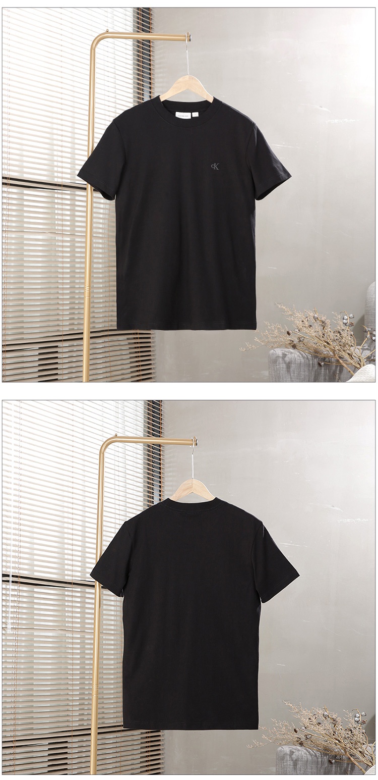 商品[国内直发] Calvin Klein|Calvin Klein/CK 男女同款黑色刺绣小徽标圆领纯棉短袖T恤 ,价格¥371,第6张图片详细描述