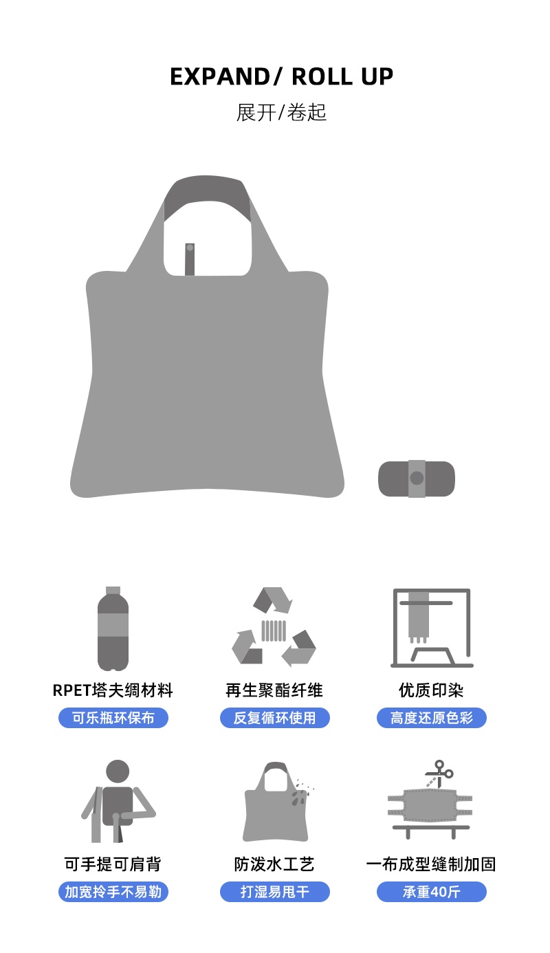 商品[国内直发] EnviroSax|春卷包女包环保袋手提单肩包梵高系列女士包包,价格¥83,第4张图片详细描述