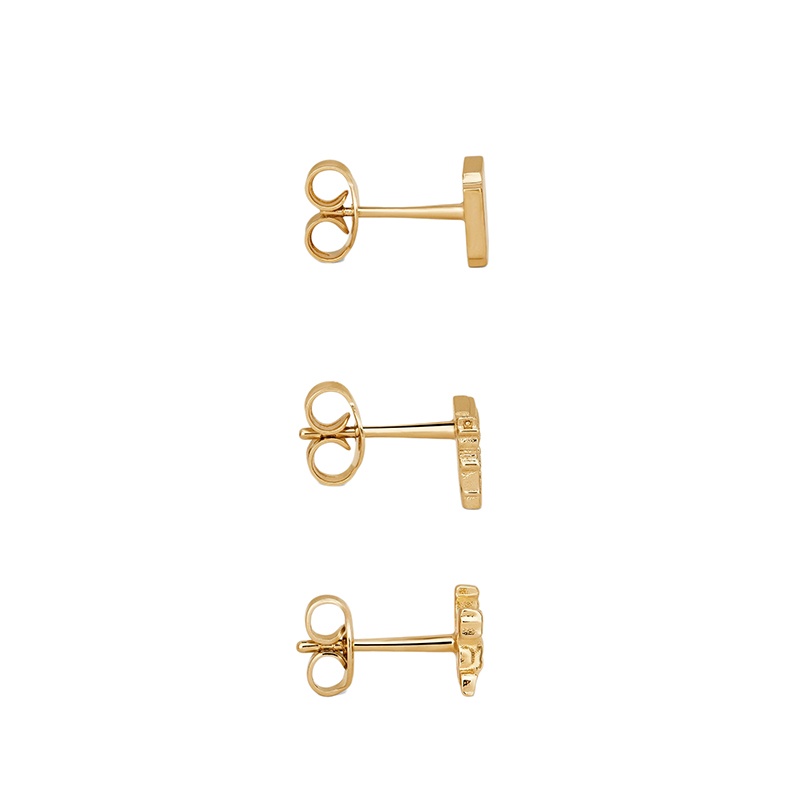 商品Celine|CELINE/赛琳   SEPARABLES HERITAGE系列 金色饰面黄铜耳钉套装,价格¥3144,第3张图片详细描述