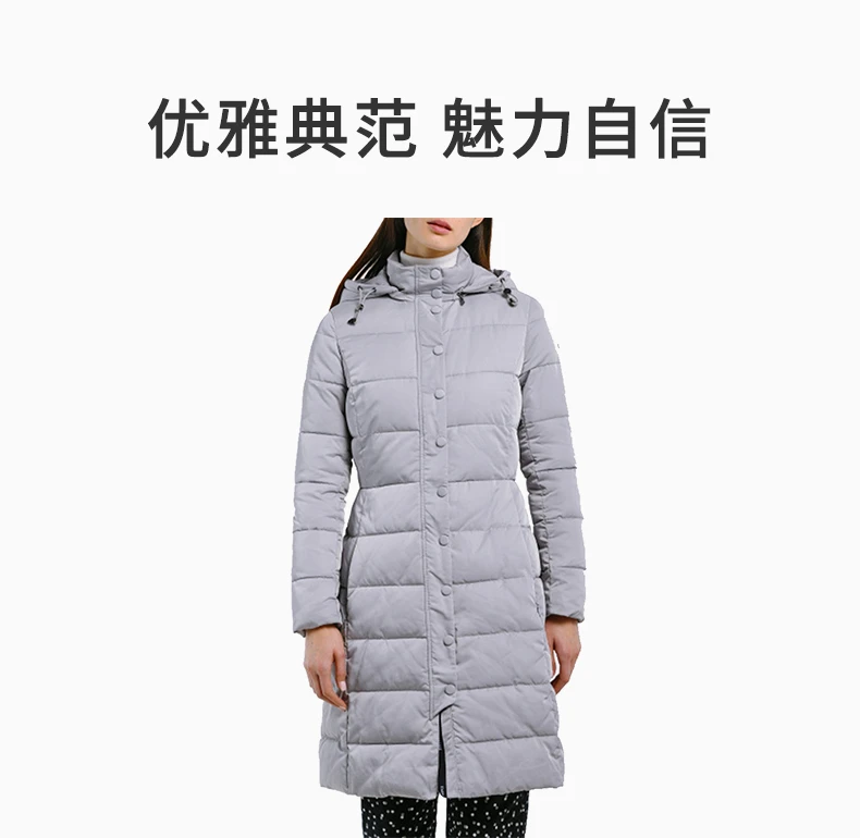 商品Emporio Armani|EMPORIO ARMANI 女士灰色扣子细节连帽棉服 6Z2L67-2NAGZ-0601,价格¥1898,第1张图片详细描述