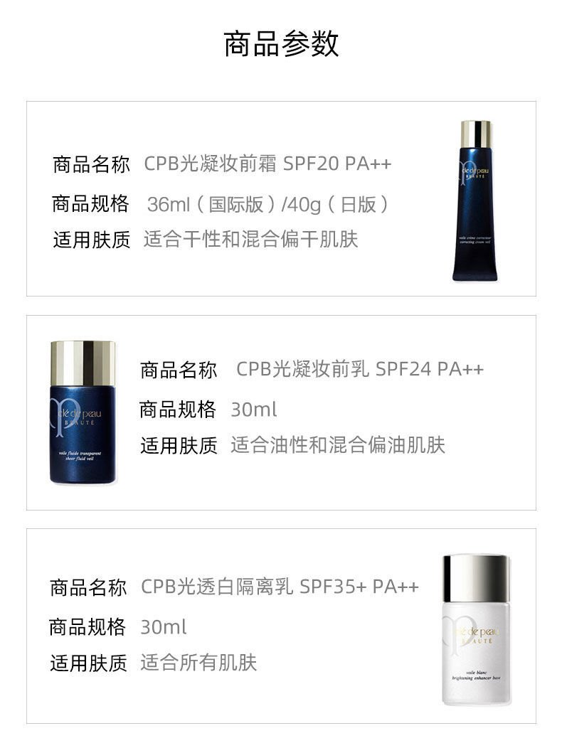 商品[国内直发] Cle de Peau|CPB肌肤之钥 光焕亮妆前隔离乳SPF20 PA++ 30ml 白色短管控油防晒遮瑕提亮,价格¥397,第2张图片详细描述