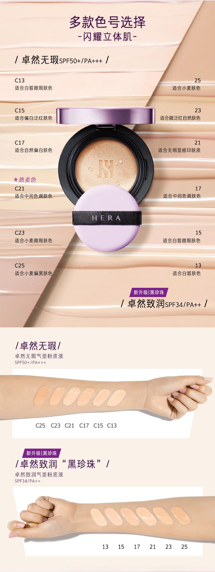 商品[国内直发] HERA|赫妍UV喷雾遮瑕气垫SPF50+/PA+++ 遮瑕修饰肤色正装15g+替换装15g C23,价格¥285,第4张图片详细描述