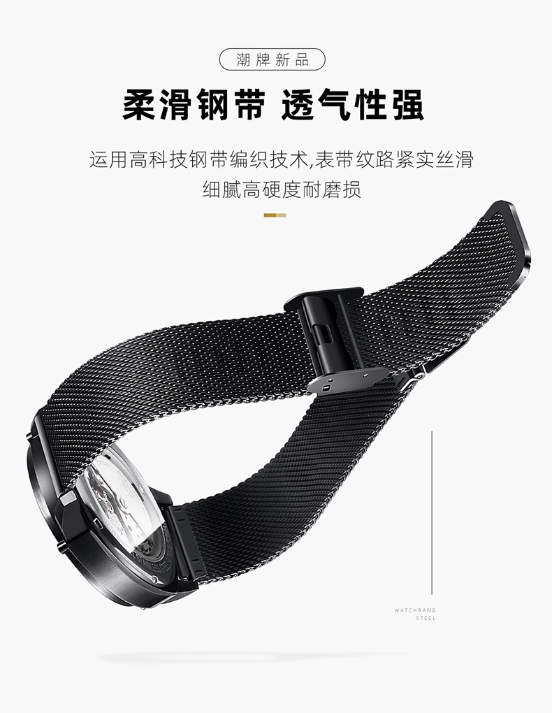 商品[国内直发] MLB|MLB美职时代广场男士全自动机械手表 3D立体表面 TP011,价格¥732,第8张图片详细描述