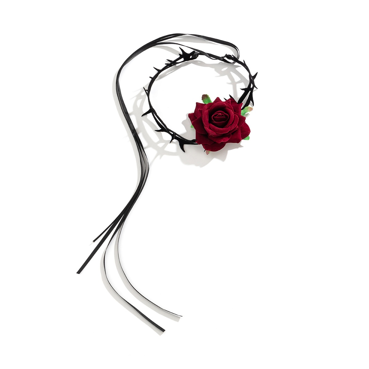 商品[国内直发] GLENVINTEN|欧美跨境天鹅绒花朵项圈 rose choker植物大红花女士颈链,价格¥30,第21张图片详细描述