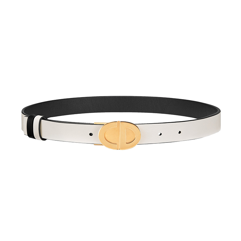 商品Dior|迪奥23新款 女士黑色白色牛皮金CD扣双面腰带22mm,价格¥5451,第5张图片详细描述