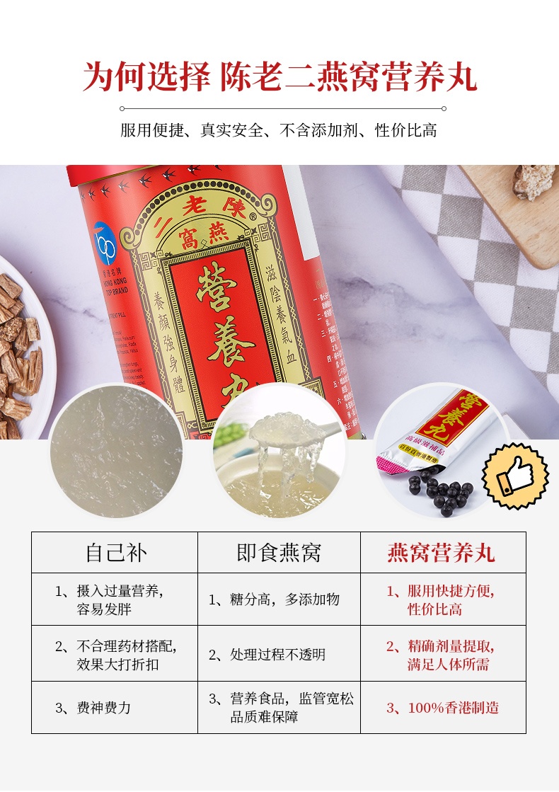 商品Ohta|香港陈老二燕窝滋阴丸安神助眠改善睡眠祛痘淡斑补肾养发养颜26包,价格¥504,第1张图片详细描述