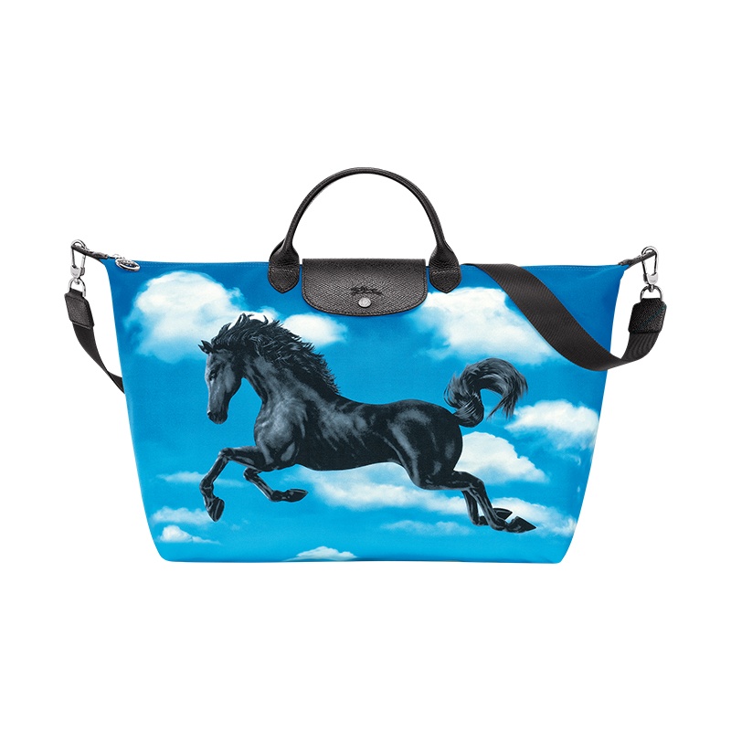 商品Longchamp|珑骧 TOILETPAPER女士小号黄色/云彩图案帆布旅行包（2色可选）,价格¥3473,第5张图片详细描述