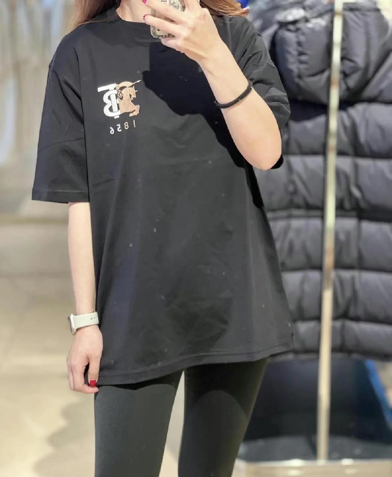 商品Burberry|BURBERRY/博柏利 男士黑色棉质圆领短袖T恤 80768461,价格¥1428,第5张图片详细描述