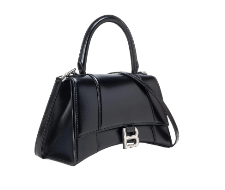 商品[国内直发] Balenciaga|巴黎世家 银扣手柄沙漏包 可拆卸肩带 单肩包 手拿包 女款 黑色,价格¥12103,第1张图片详细描述