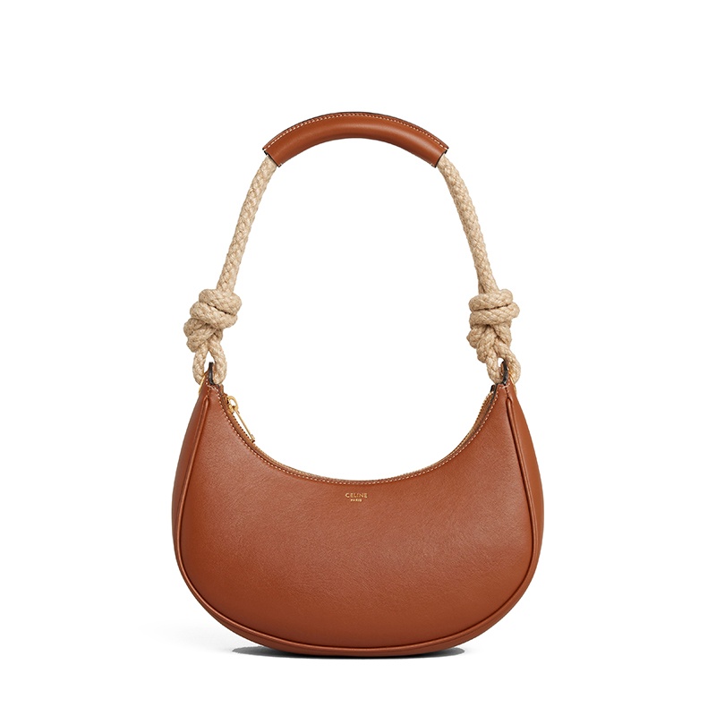 商品Celine|CELINE/赛琳 22新款AVA系列 女士棕色光滑小牛皮配绳质肩带单肩手提包 199393DGQ.04LU,价格¥13174,第5张图片详细描述