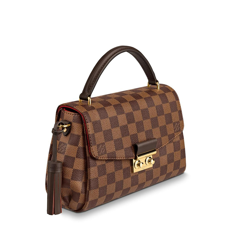 商品Louis Vuitton|预售10天 Louis Vuitton/路易威登 经典款CROISETTE系列 女士乌木色棋盘格帆布饰同色系皮革滚边金扣配可拆卸流苏翻盖开合单肩斜挎手提包N53000,价格¥14564,第5张图片详细描述