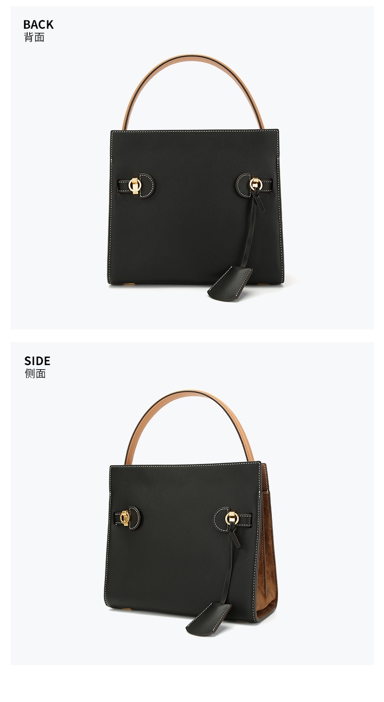 商品[国内直发] Tory Burch|TORY BURCH Lee Radziwill Double哑光高级精致 牛皮 单肩斜挎手提包 小号 女款 黑色,价格¥6664,第4张图片详细描述
