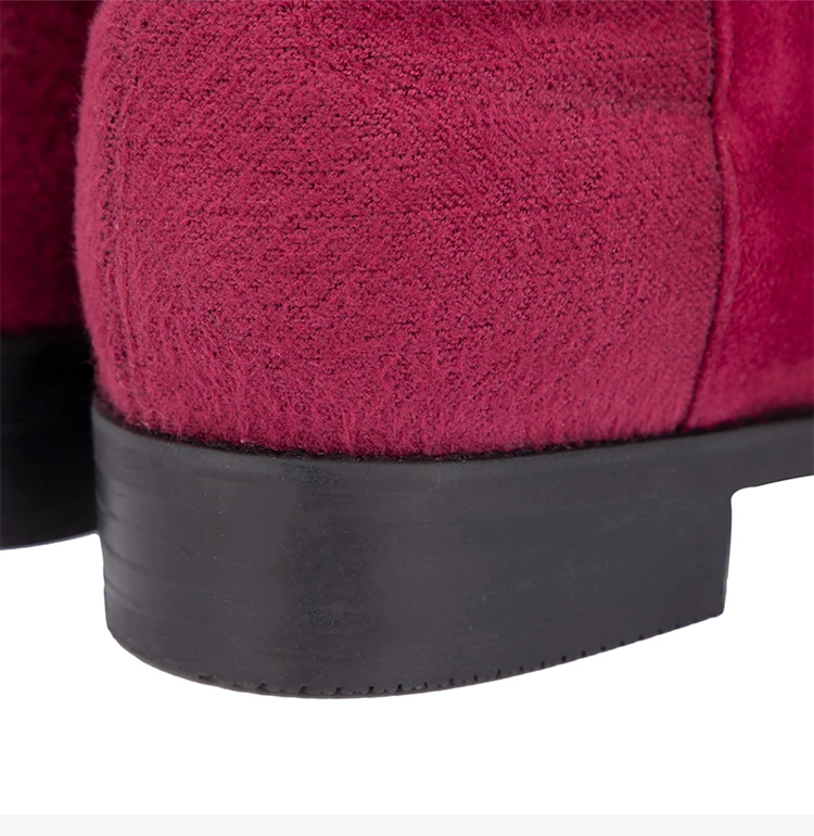商品Stuart Weitzman|STUART WEITZMAN 女士玫红色麂皮绒时尚及膝长筒靴 5050-SUE-CRANBERRY,价格¥2682,第11张图片详细描述