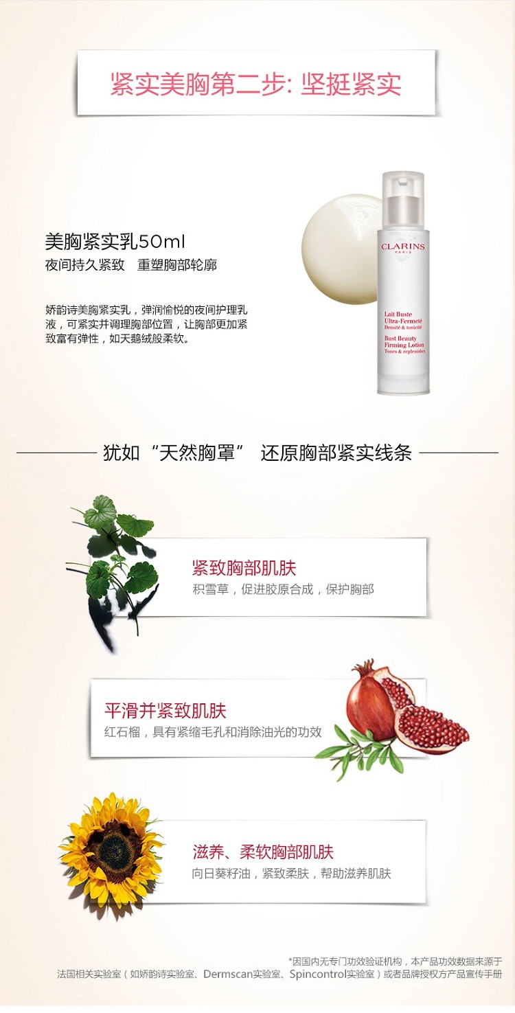 商品Clarins|娇韵诗胸部护理美胸紧实乳50ml纤挺胸部护理提拉塑型,价格¥352,第5张图片详细描述