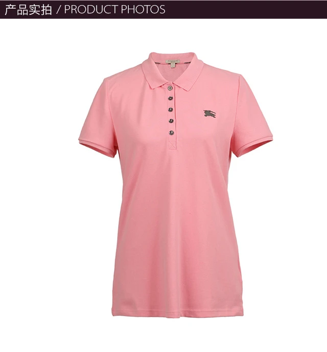 商品Burberry|Burberry 博柏利 女士粉色短袖翻领T恤 3955958,价格¥962,第4张图片详细描述