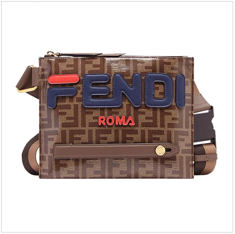 商品[国内直发] Fendi|Fendi 芬迪 男士棕色釉光布料配皮单肩包斜挎包 7VA437-A5N7-F15HG,价格¥6550,第4张图片详细描述