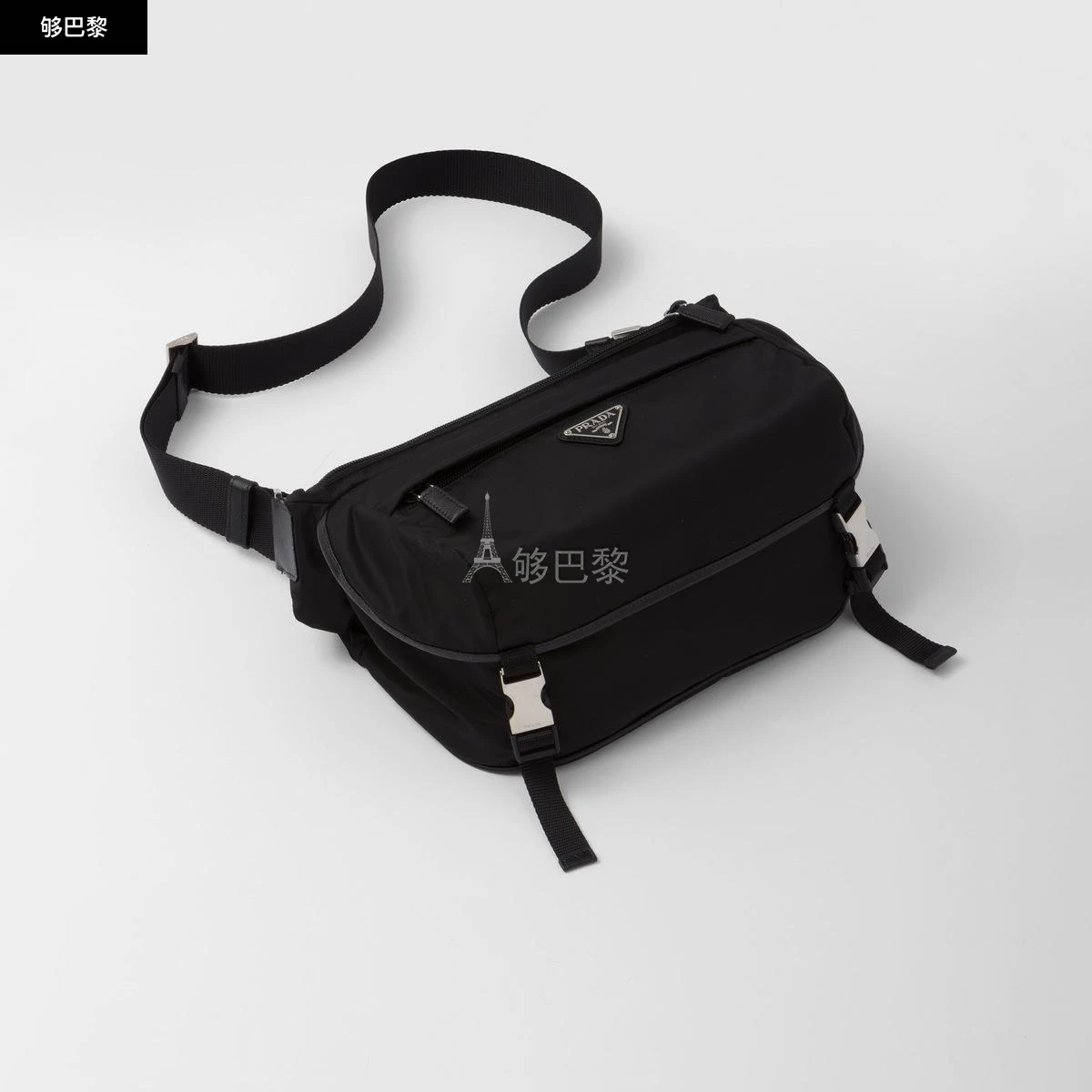 商品Prada|【预售】 普拉达 24秋冬 男士 单肩包 Re-Nylon 再生尼龙和Saffiano 皮革单肩包 2VH994_2DMG_F0002_V_OOO,价格¥15400,第6张图片详细描述