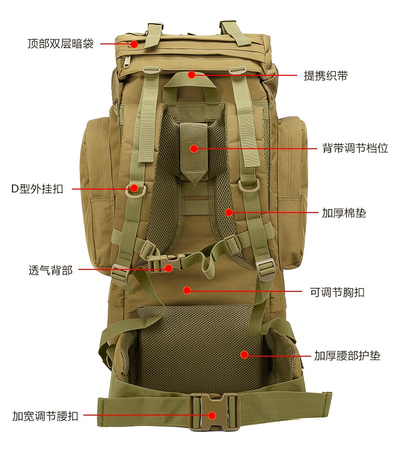 商品[国内直发] GLENVINTEN|格岚云顿英国品牌减压大容量徒步运动迷彩战术双肩背包男款户外登山包,价格¥441,第4张图片详细描述