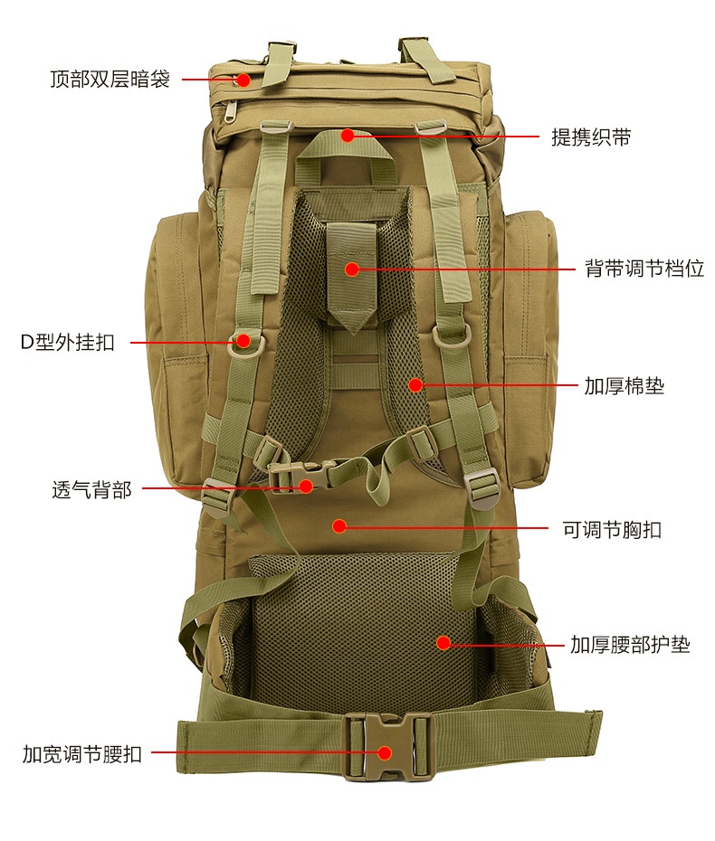 商品[国内直发] GLENVINTEN|格岚云顿英国品牌减压大容量徒步运动迷彩战术双肩背包男款户外登山包,价格¥432,第4张图片详细描述