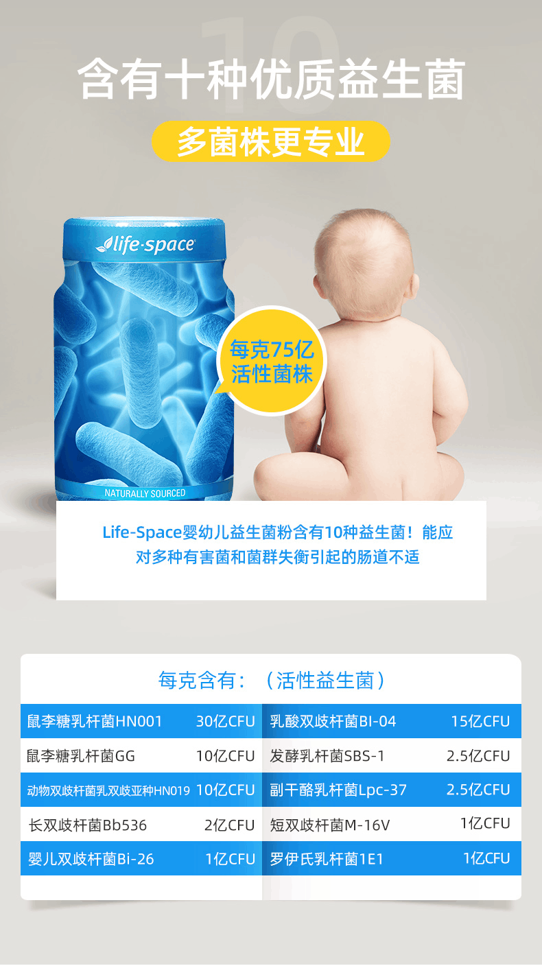 商品Life Space|lifespace澳洲进口益生菌婴幼儿调理肠道粉剂60g宝宝冲剂,价格¥168,第7张图片详细描述