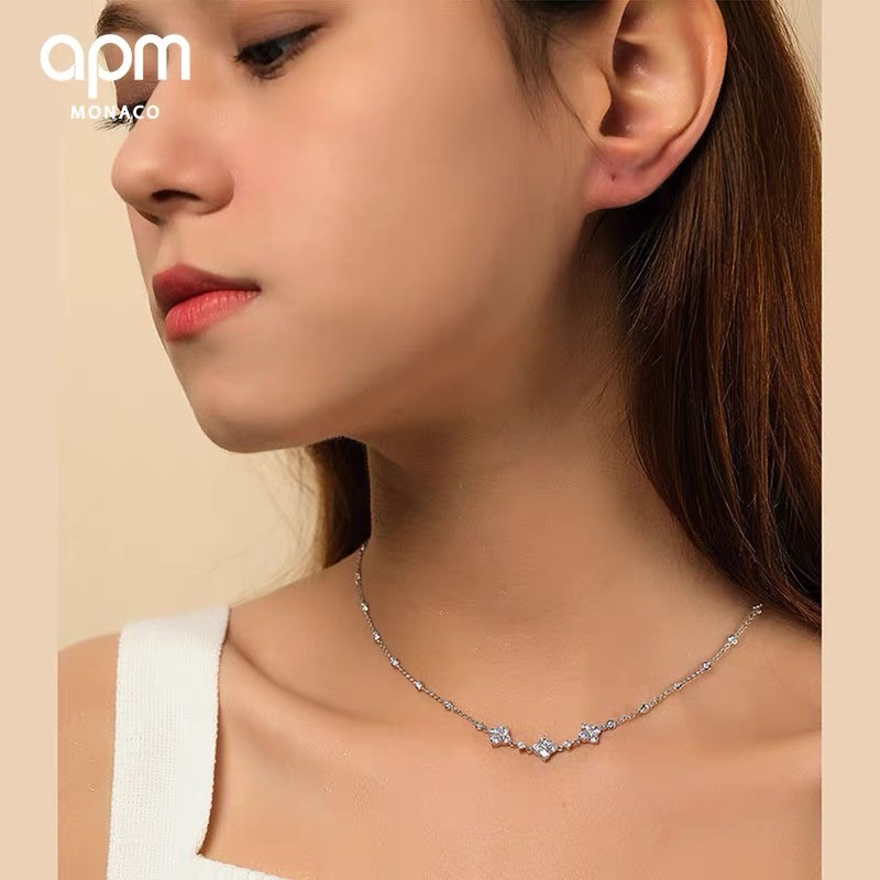 商品[国内直发] apm Monaco|apm monaco 闪耀可调节项链纯银 银白色项链 女款AC6188OX,价格¥798,第2张图片详细描述