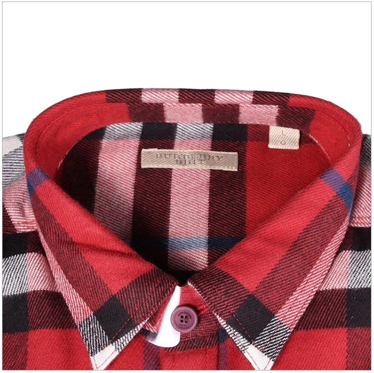 商品Burberry|Burberry 博柏利 男士格纹全棉长袖衬衫红色 3942164,价格¥2130,第7张图片详细描述