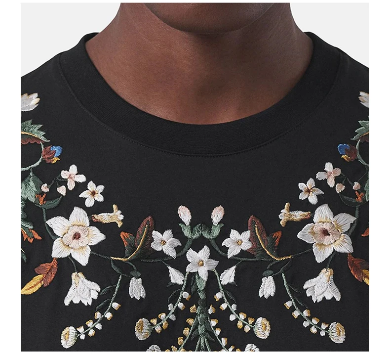 商品Burberry|BURBERRY 女士黑色花卉刺绣棉质短袖T恤 8042783,价格¥3691,第8张图片详细描述