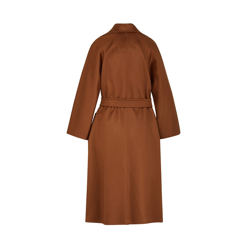商品Max Mara|麦丝玛拉 女士咖色羊绒光面长款系带大衣,价格¥22528,第4张图片详细描述