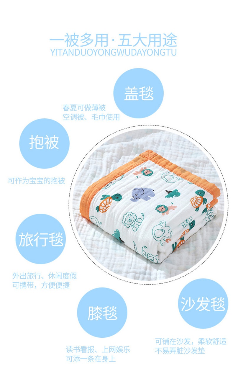 商品[国内直发] INBER|婴蓓INBER  儿童六层纱布宽边浴巾,价格¥44,第3张图片详细描述