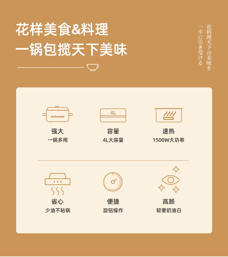 商品[国内直发] ZHENMI|臻米（ZHENMI）电火锅锅多功能锅网红料理锅可烤肉电炒锅电蒸锅一体家用蒸煮炒煎不沾锅煎烤机,价格¥308,第2张图片详细描述