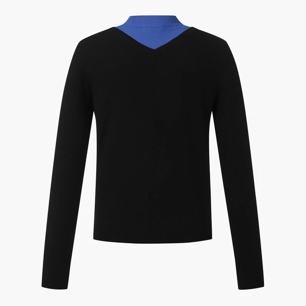 商品【预售商品15天发货】 DESCENTE|高尔夫女性撞色V领套头毛衣时尚 DO32WFKP93-BLKG,价格¥1025,第14张图片详细描述