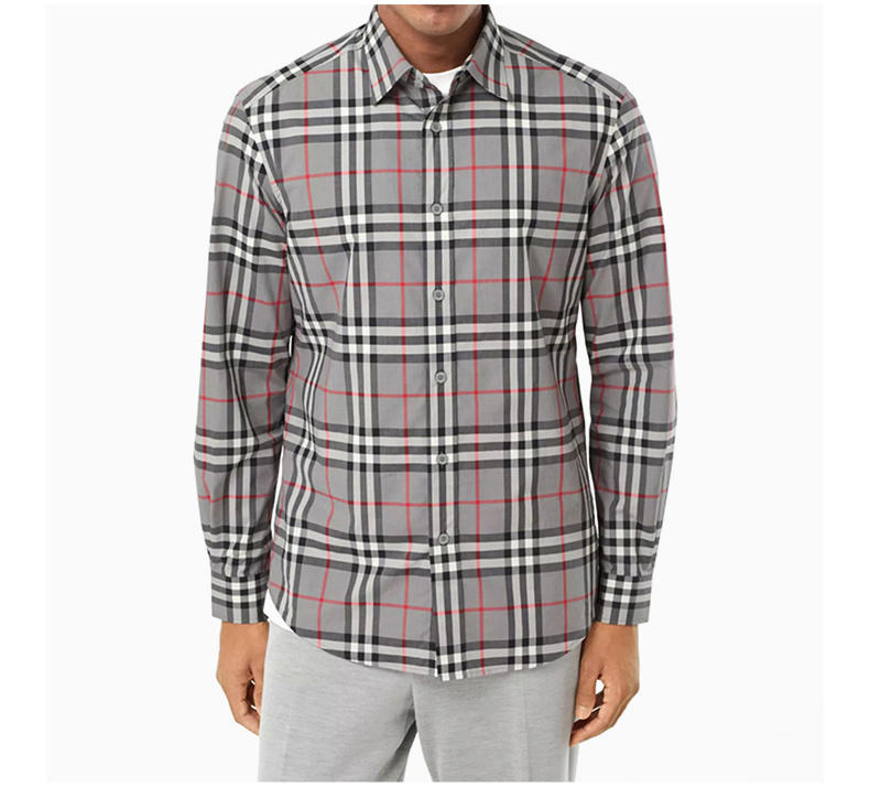 商品[国内直发] Burberry|BURBERRY 男士灰色格纹长袖衬衫 8028886,价格¥2855,第5张图片详细描述