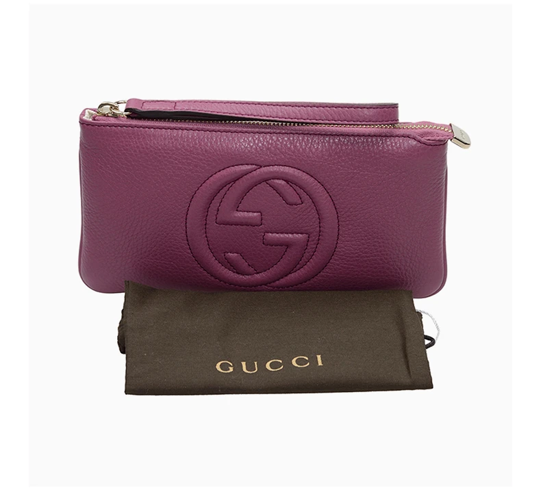 商品[国内直发] Gucci|GUCCI 女士深粉色皮革手腕钱包 295840-A7M0G-5535,价格¥2947,第8张图片详细描述
