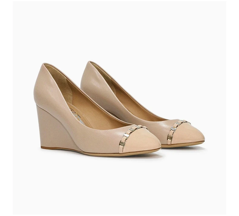 商品Salvatore Ferragamo|SALVATORE FERRAGAMO 粉色女士坡跟鞋 0591379,价格¥2757,第5张图片详细描述