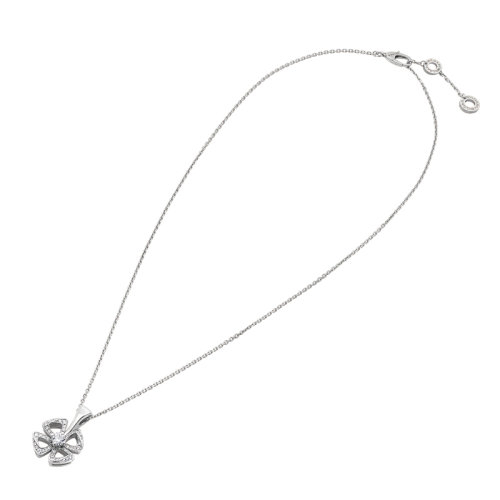 商品BVLGARI|  BVLGARI/宝格丽 FIOREVER系列 18K金白金镶嵌钻石镂空四叶草形状吊坠项链358157,价格¥29991,第4张图片详细描述