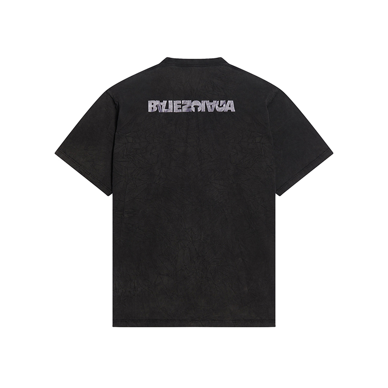 商品Balenciaga|Balenciaga/巴黎世家 22年春夏新款 TURN系列 男士黑色纯棉艺术画刺绣短袖T恤675016TLVB39034,价格¥4554,第3张图片详细描述