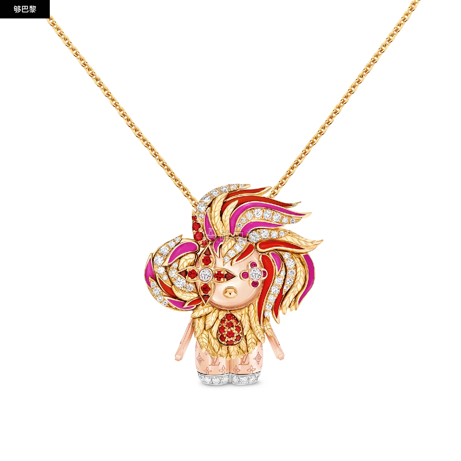 商品Louis Vuitton|【预售】 LV路易威登 25秋冬 女士 吊坠 VIVIENNE ROOSTER 18K 金漆面钻石彩色宝石项链 Q93981 ,价格¥455550,第2张图片详细描述