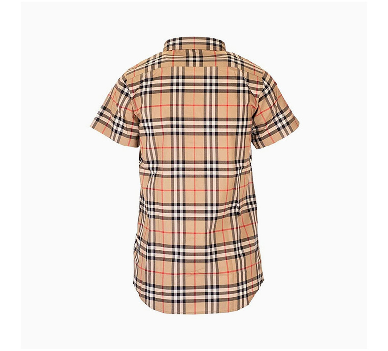 商品Burberry|Burberry Kids 博柏利童装 男童米色格纹翻领短袖衬衫 8014133,价格¥829,第6张图片详细描述